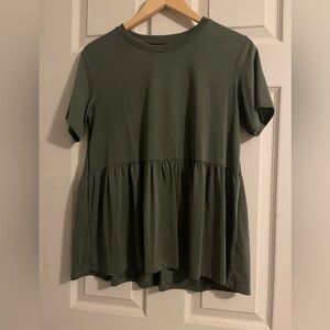 American Eagle Outfitters Dark Green Peplum Tee​